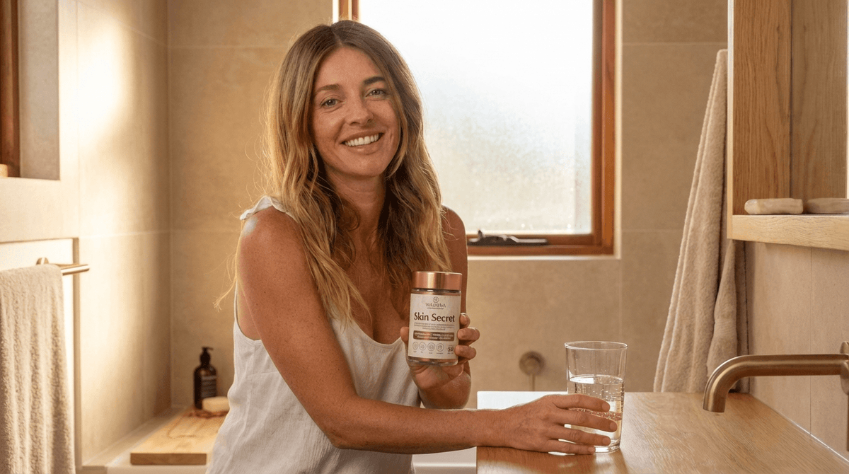 Mulher madura com suplemento Skin Secret Wahana