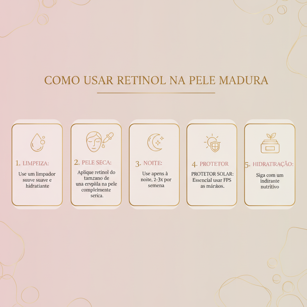 como usar retinol na pele madura - 5 passos infografico