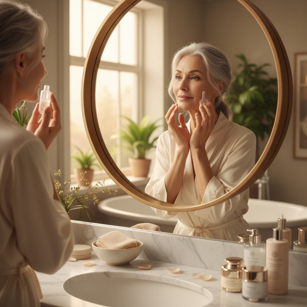 como usar retinol na pele madura - mulher madura cuidando da pele