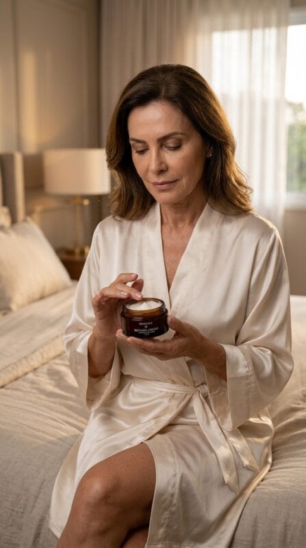 rotina noturna pele madura flacidez: Guia para os 60 anos - Retinol Cream