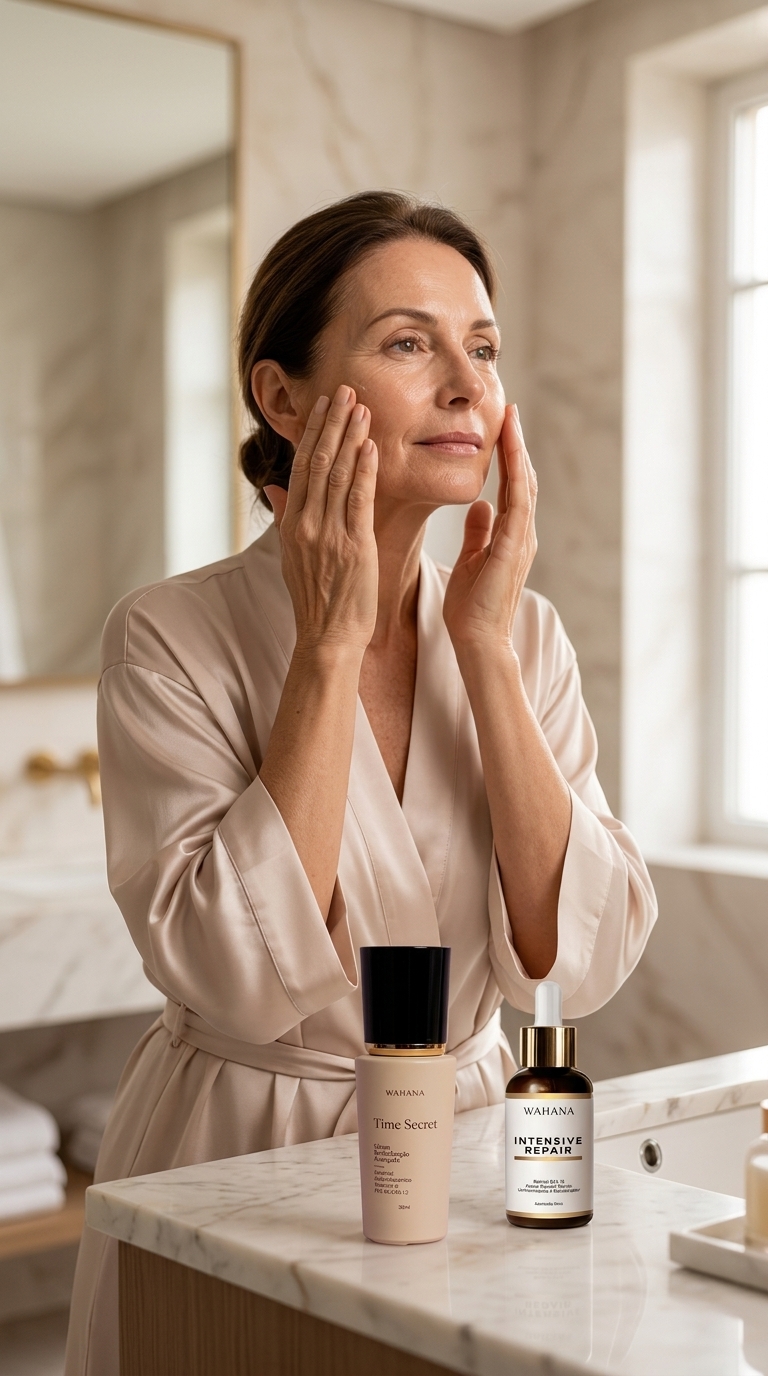 Pele Difusa e Aveludada: A nova tendência de acabamento 50+ - Time Secret e Intensive Repair