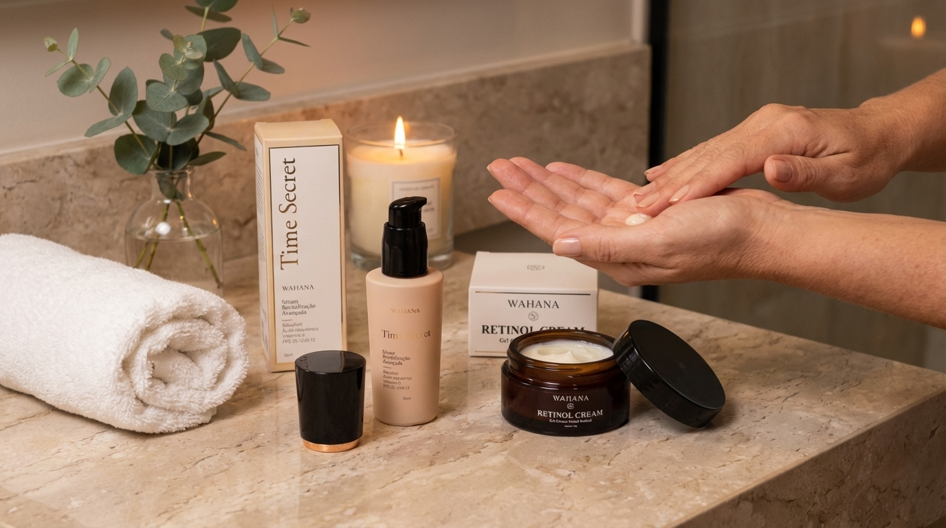 retinol para pele madura - rotina noturna com produtos Wahana