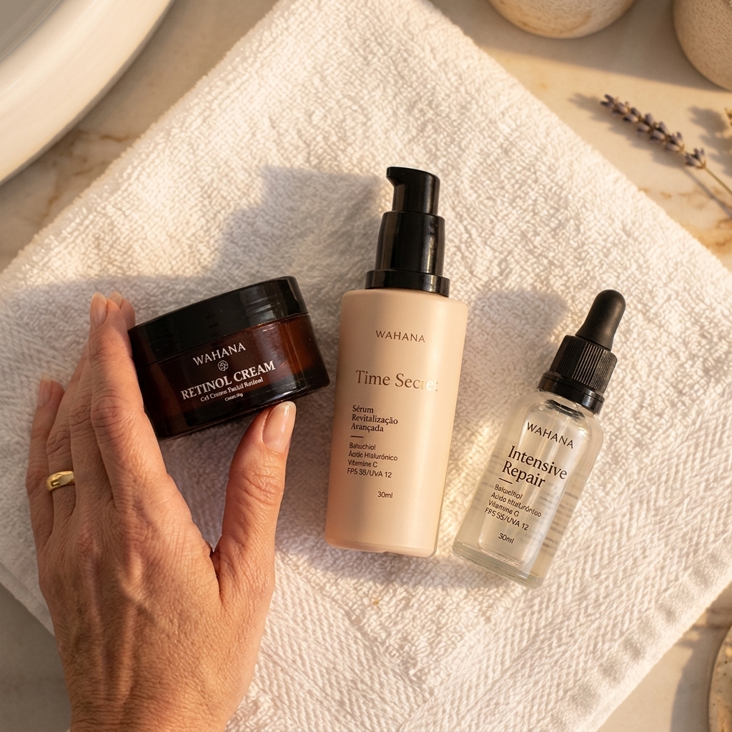 Rotina de Skincare aos 40 anos: O que muda e como adaptar - Time Secret e Retinol Cream