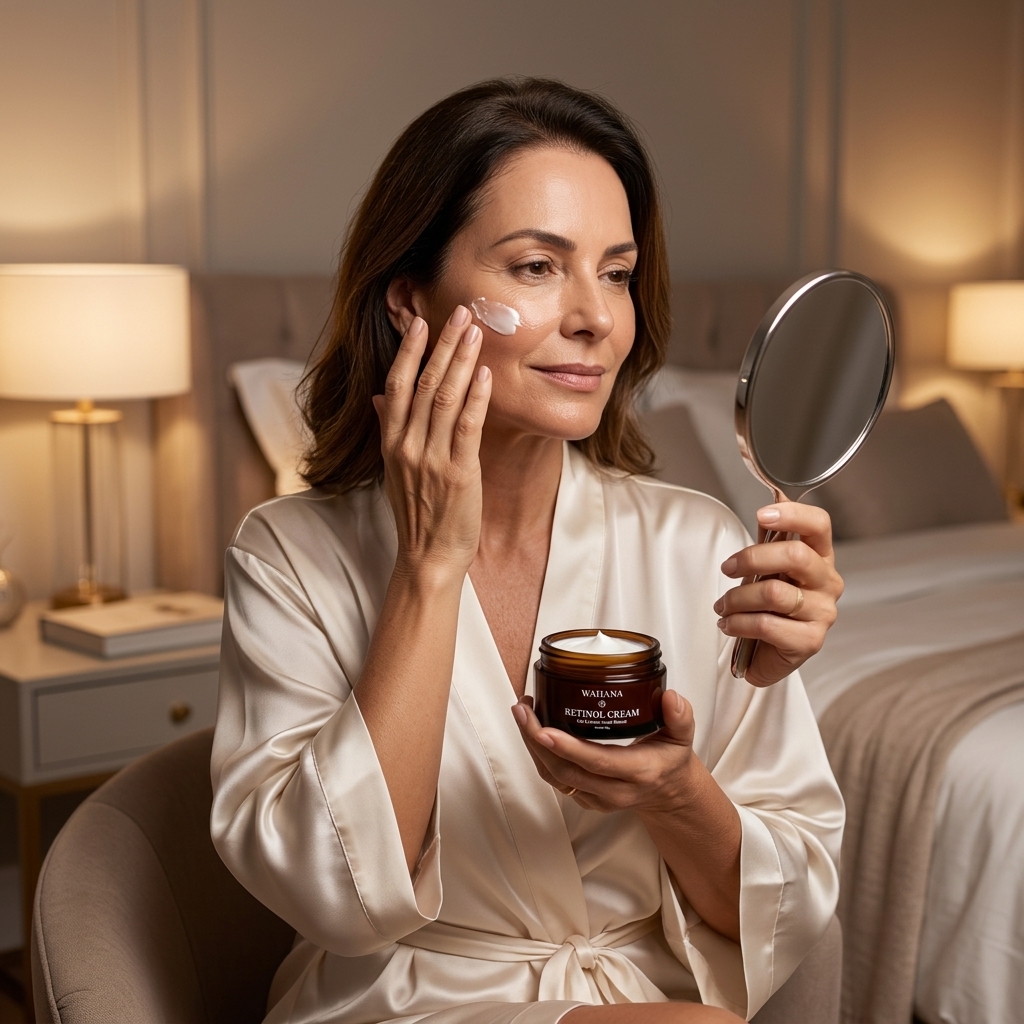 Rotina noturna ideal para pele madura com rugas e flacidez - Retinol Cream