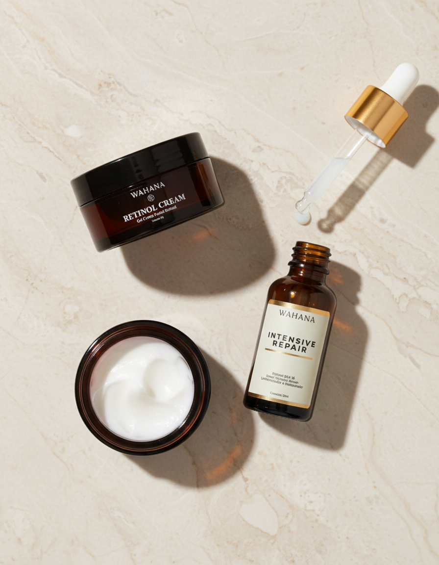 Retinol Cream Wahana: Como usar para renovação celular noturna - Retinol Cream e Intensive Repair