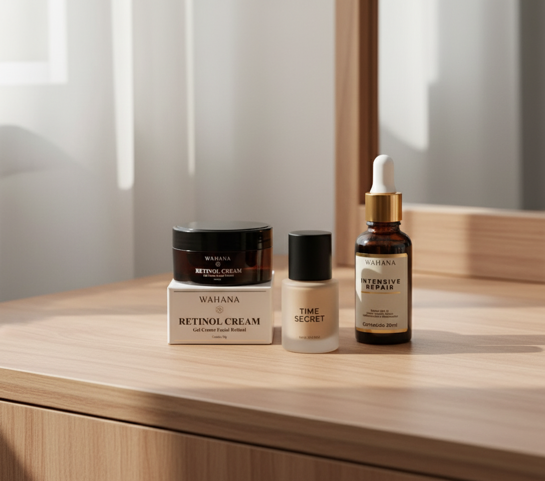 Retinol Cream Wahana: Como usar para renovação celular noturna - Retinol Cream e Intensive Repair
