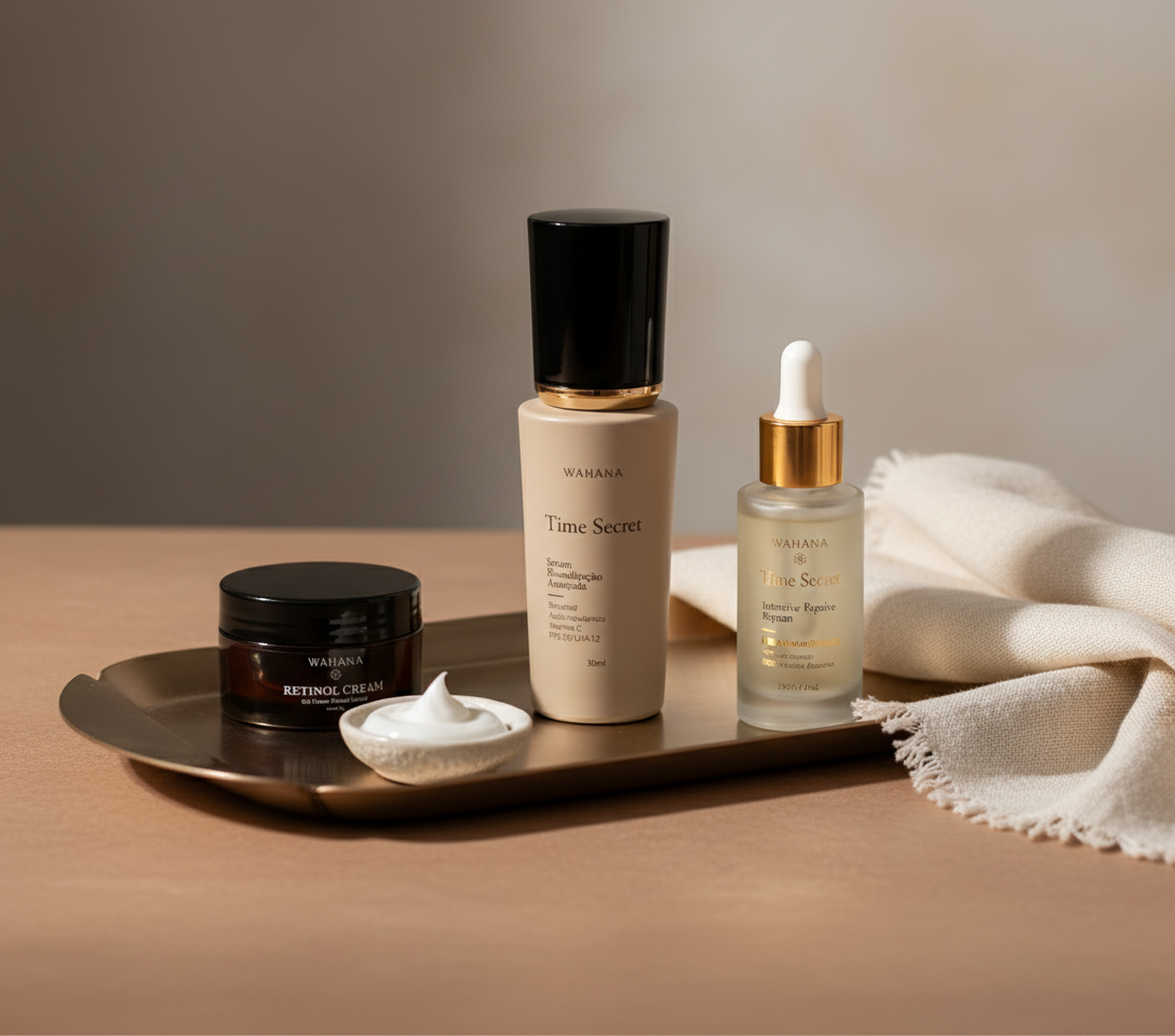 Time Secret Wahana: Vitamina C, Bakuchiol e FPS 35 em um Só Produto - Time Secret e Retinol Cream
