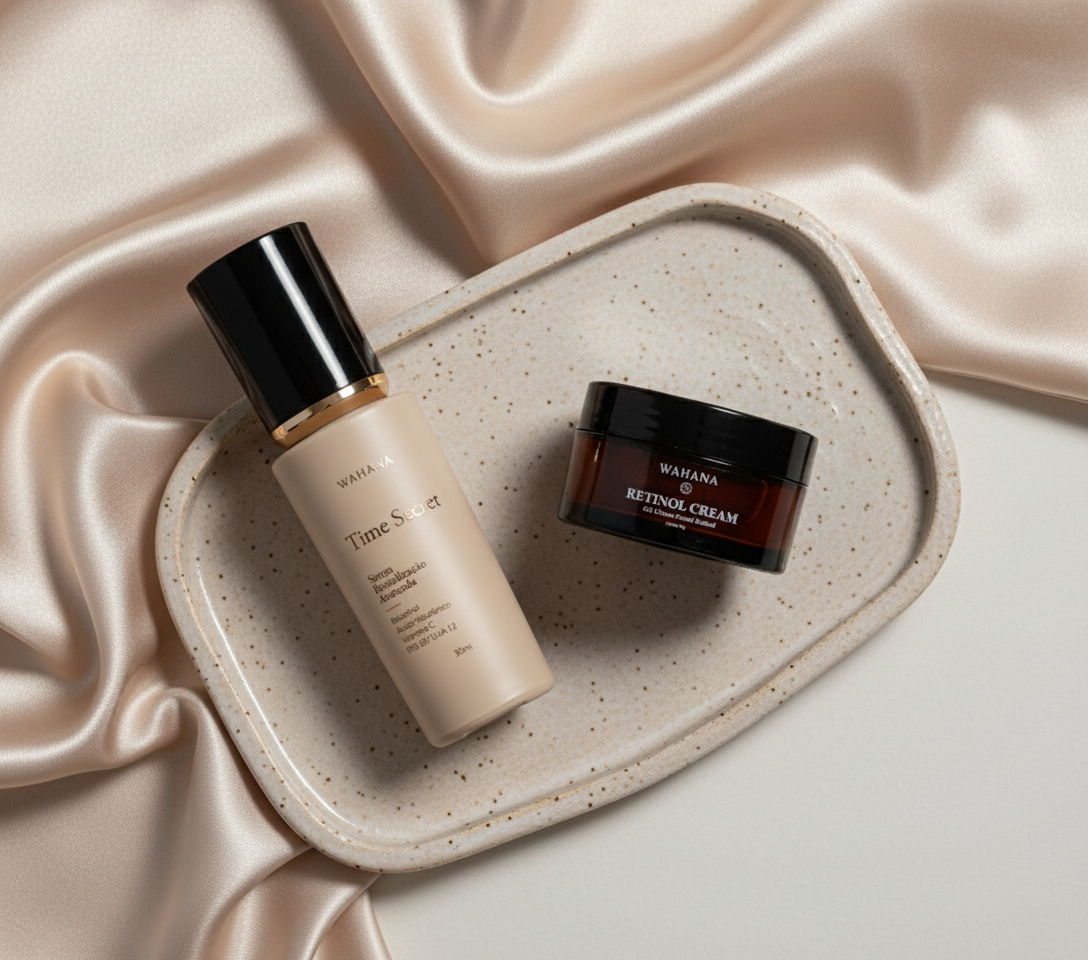 Time Secret Wahana: Protetor solar anti-idade com Bakuchiol - Time Secret e Retinol Cream