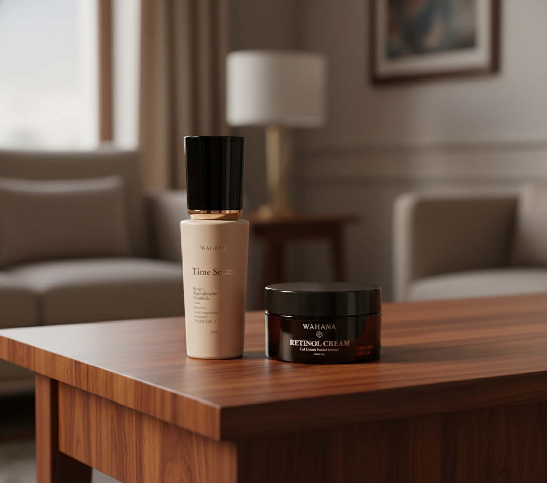 Time Secret Wahana: Protetor solar anti-idade com Bakuchiol - Time Secret e Retinol Cream