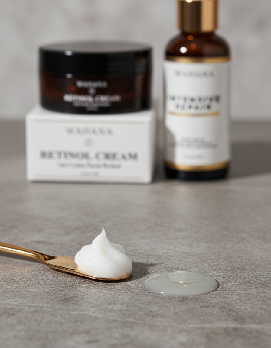 Skincare Noturno: O Segredo para Acordar com a Pele Renovada - Retinol Cream e Intensive Repair