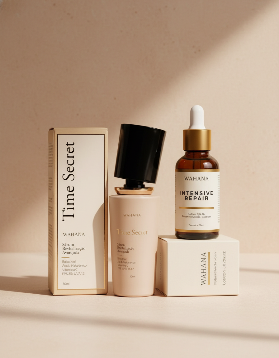 Rotina diurna para pele madura com protetor solar: Passo a passo - Time Secret e Intensive Repair