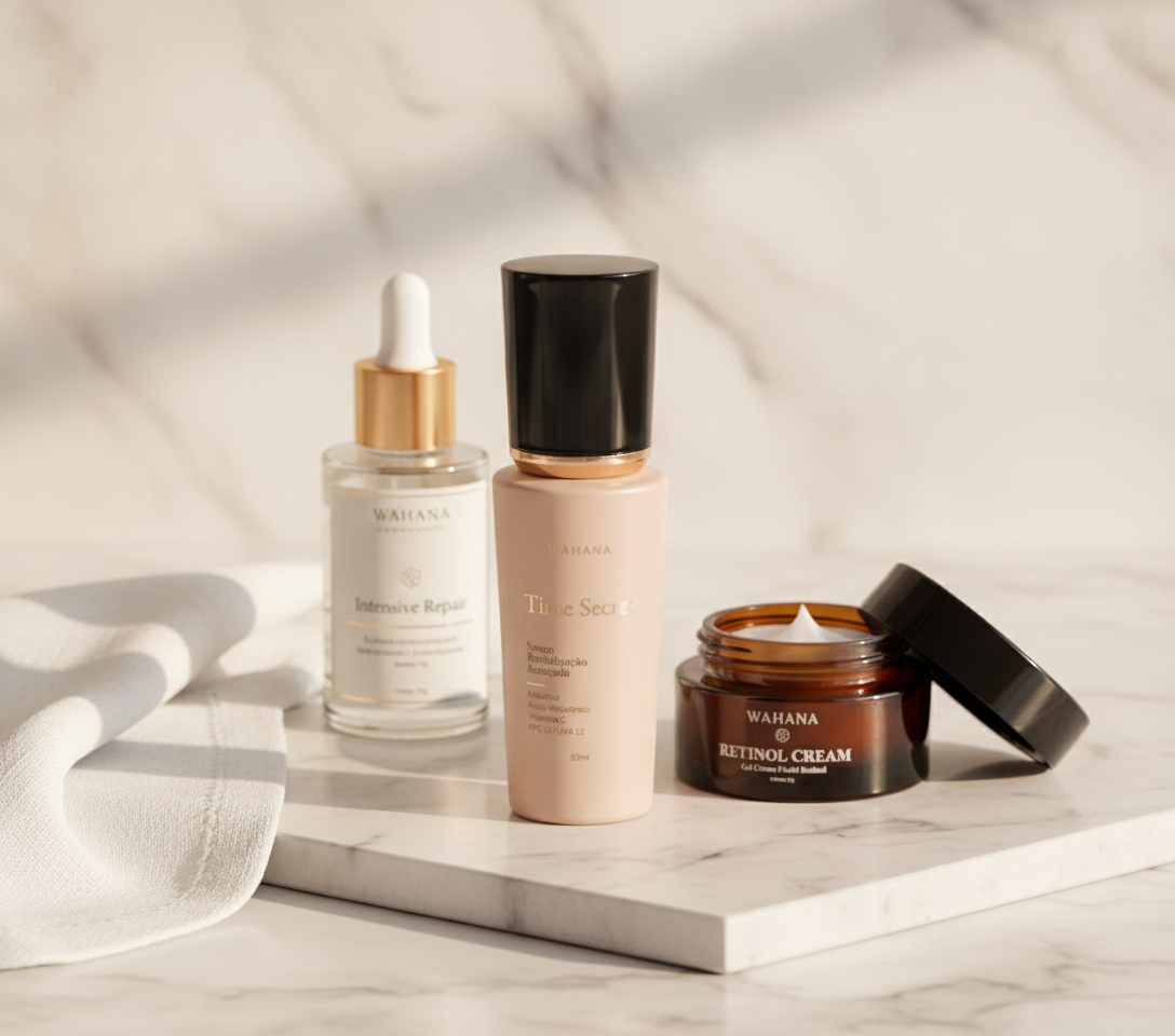 Skincare minimalista: Rotina eficaz com poucos passos (Skinimalism) - Time Secret e Retinol Cream
