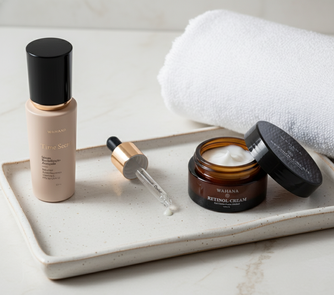 Retinol ou Bakuchiol para pele madura sensível: Qual escolher? - Time Secret e Retinol Cream