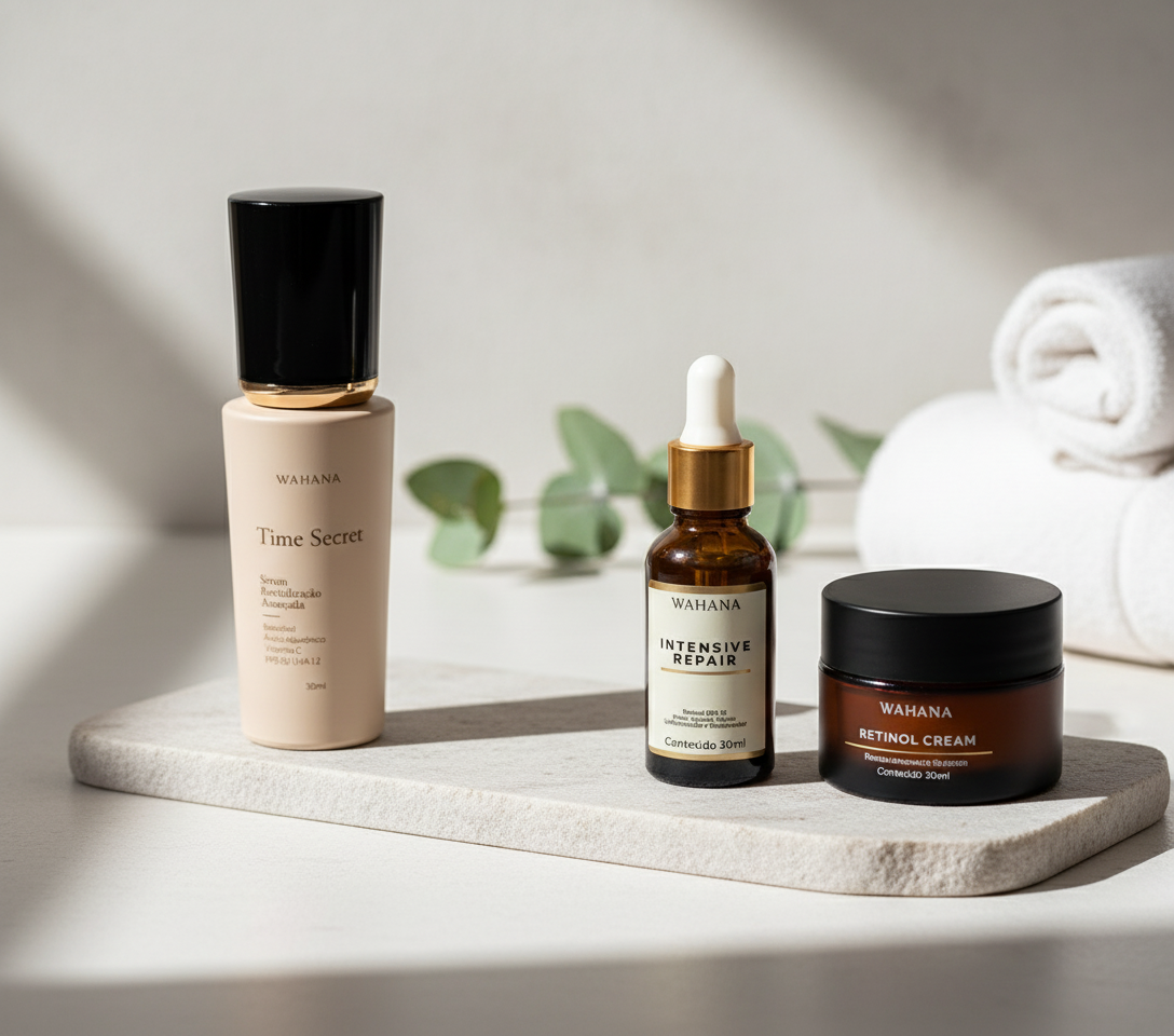 Kit 24 Horas Wahana: A rotina definitiva anti-idade para pele madura - Time Secret e Intensive Repair