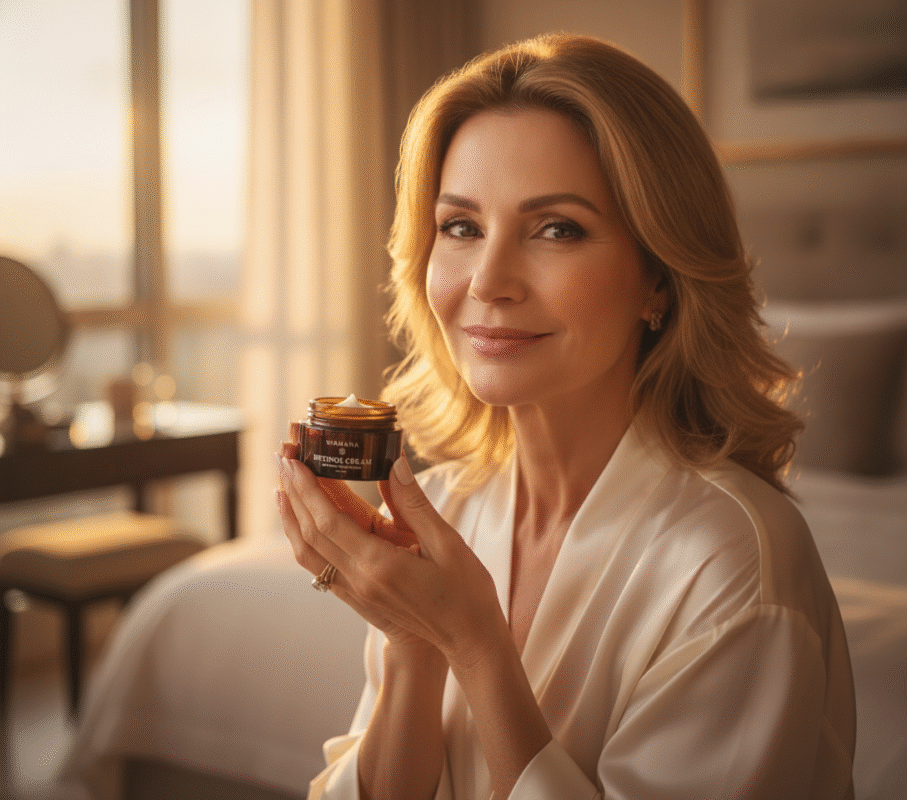 Manchas senis: Como clarear e prevenir com skincare noturno - Retinol Cream